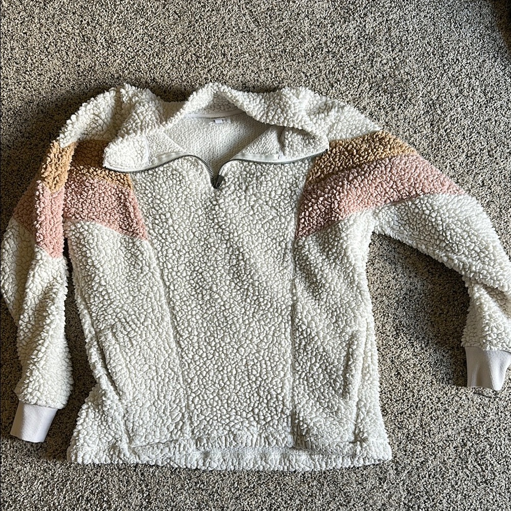 Cozy Sherpa Pullover with Colorful Accents